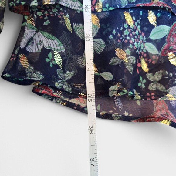 Tularosa Jaelyn Mini Dress Navy Butterfly Print Semi Sheer Flowy Boho Large NWT - Picture 14 of 16